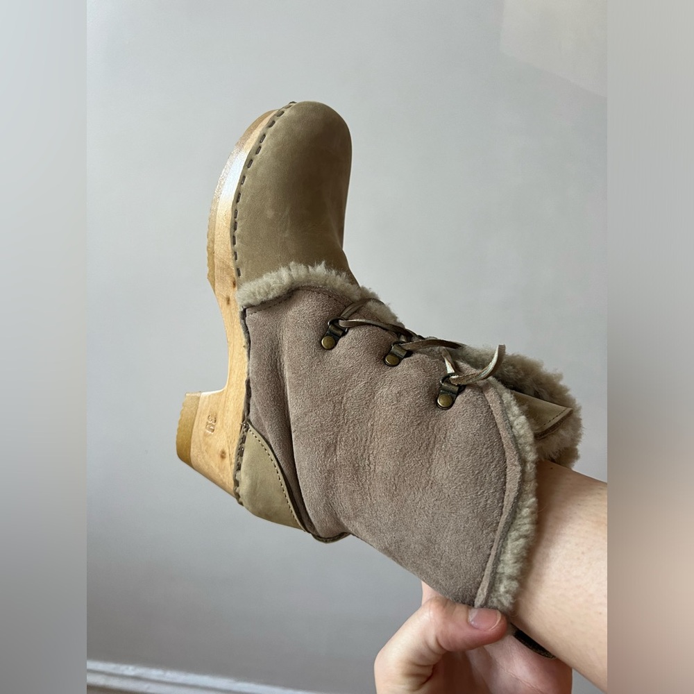 Barely Worn No. 6 Lace Up Shearling Clog Boots